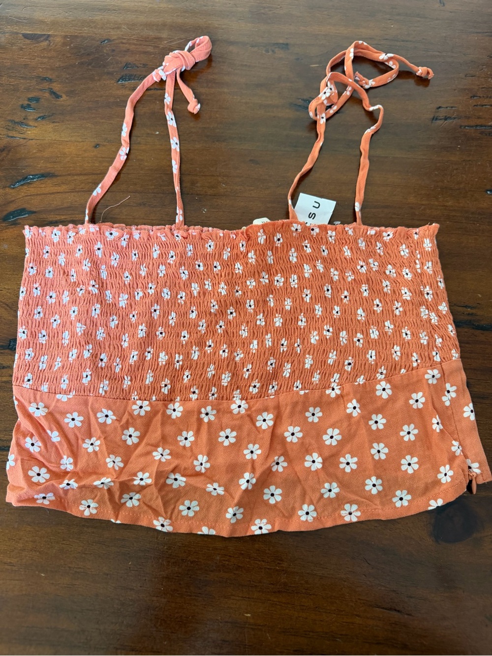 La Hearts Coral Smocked Daisy Cami Top